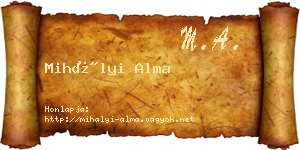 Mihályi Alma névjegykártya